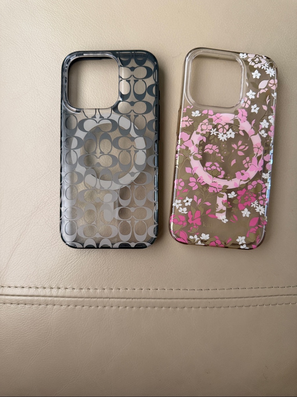kate spade Pink Floral Clear and couch gray clear iPhone cases